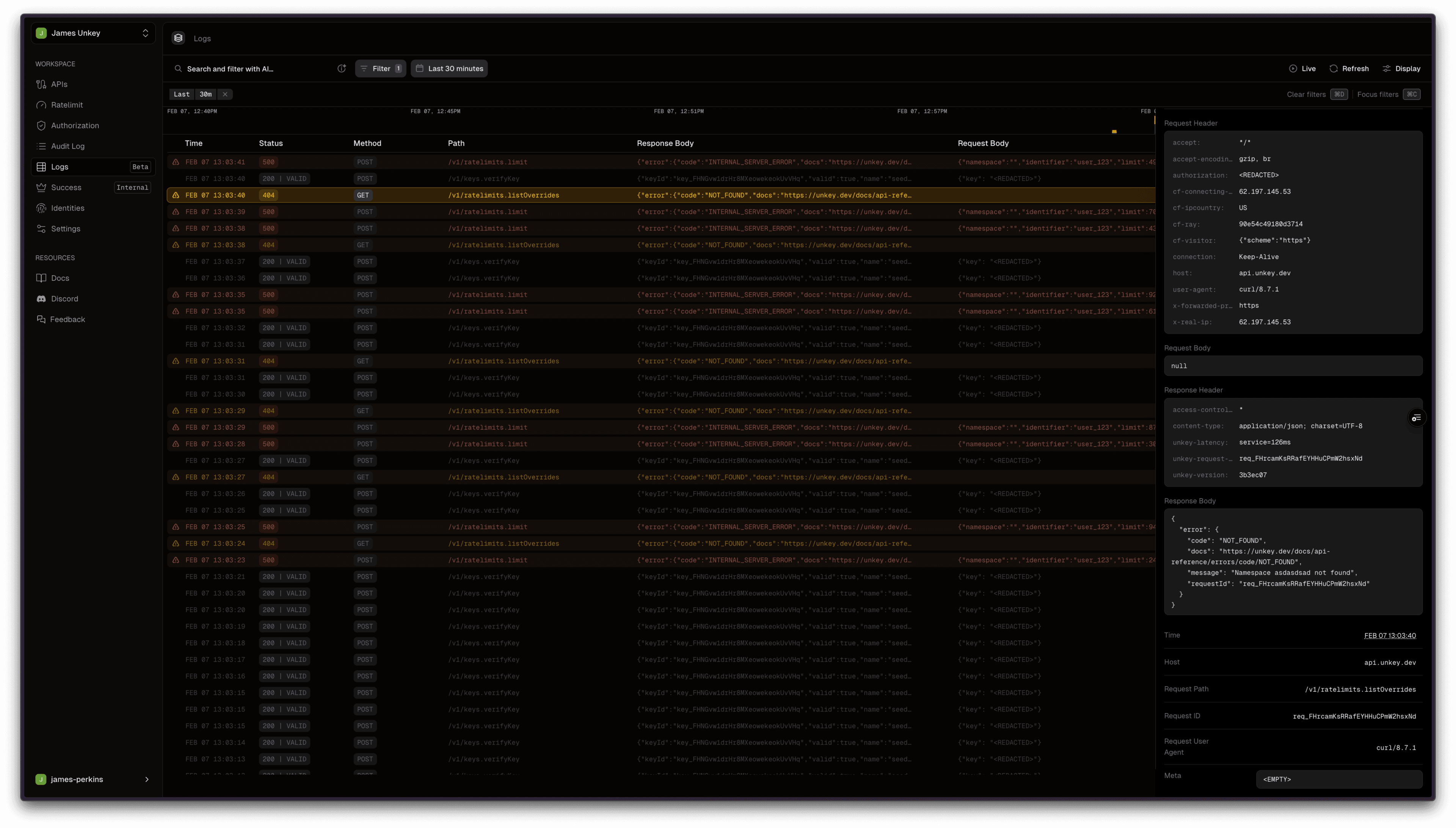 Logs example